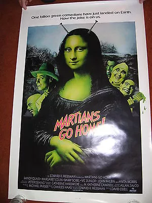 MARTIANS GO HOME Original MOVIE POSTER >ROLLED 1989 >1980's U.F.O. Aliens Green • $56